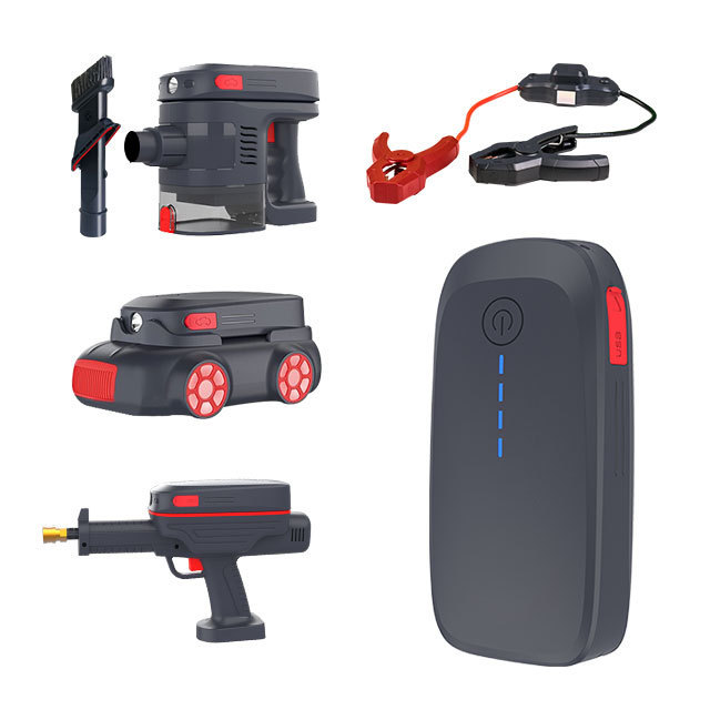 12V Wireless cordless Usb Rechargeable Air Compressor Electric Truck car battery jump starter and Tire Inflator Kit