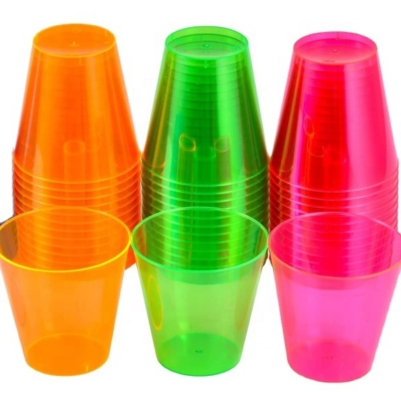 2oz Disposable Neon Hard PS Plastic Cups for Wedding Party Shot Glasses and Jello Shots