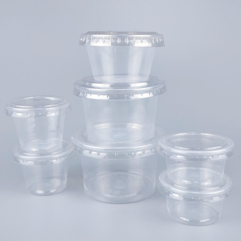 0.75 1 1.5 2 2.5 3.25 4 5.5oz OEM Disposable Clear Souffle Cups Leak-resistant Sauce Cups With Lids Plastic Souffle Cup