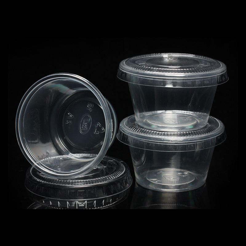 0.75 1 1.5 2 2.5 3.25 4 5.5oz OEM Disposable Clear Souffle Cups Leak-resistant Sauce Cups With Lids Plastic Souffle Cup