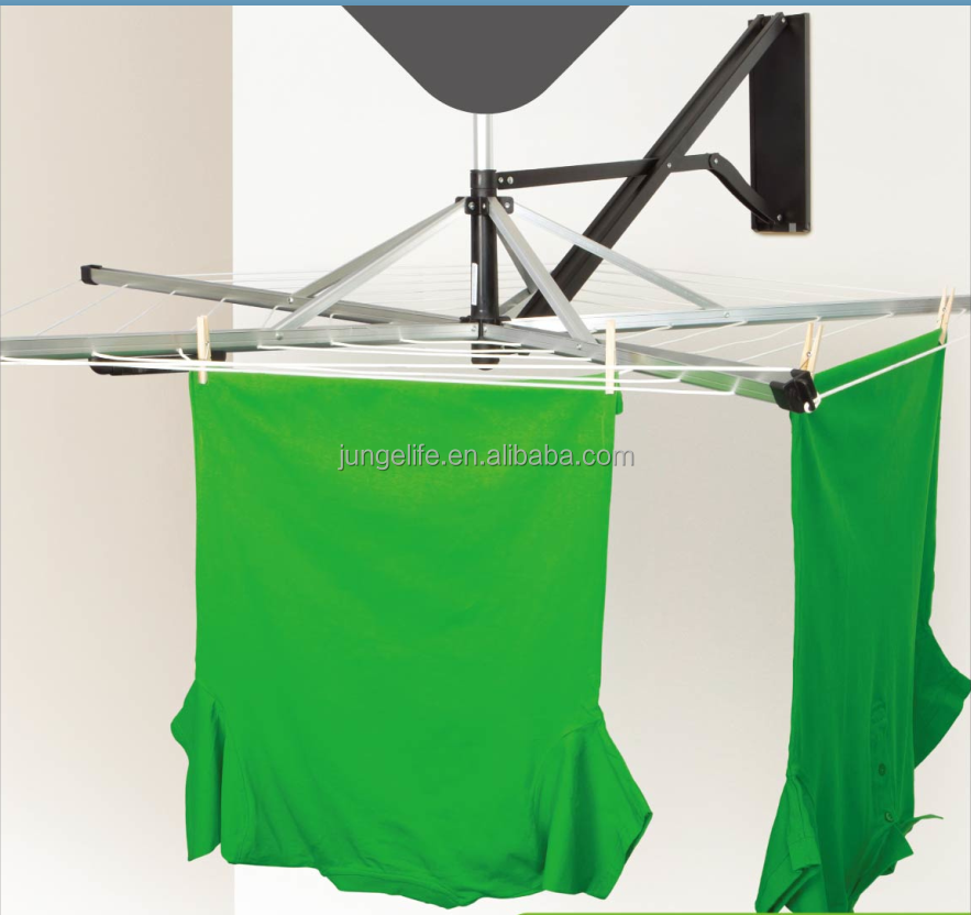 Clothes Line Fold Drying Rack Outdoor Hanger Rotary Airer Aluminum Wall Mounted Rotary Dryer Line