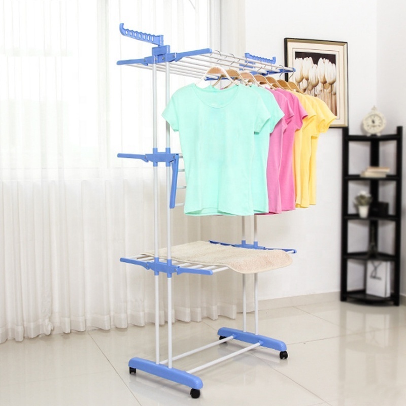 Cloth Hanger Clothing Tier Double Pole Collapsible Drying Rack