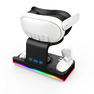 New Design Charging Dock For Meta Quest 3 VR Headset With RGB Light Charger Base Stand