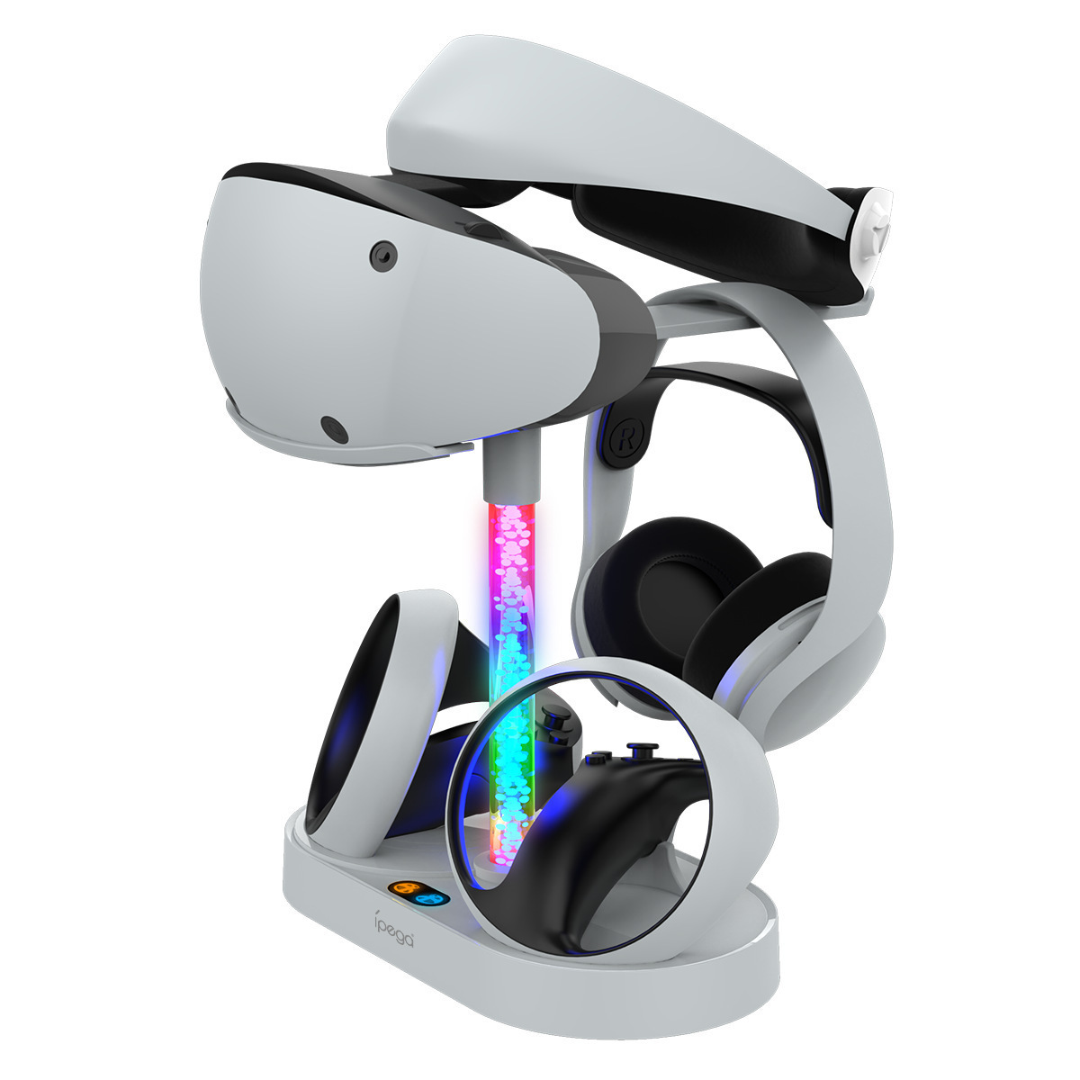 PS5 VR2 Controller Charging Stand Vertical Base With PSVR Headset Storage RGB Led Light Charger Station