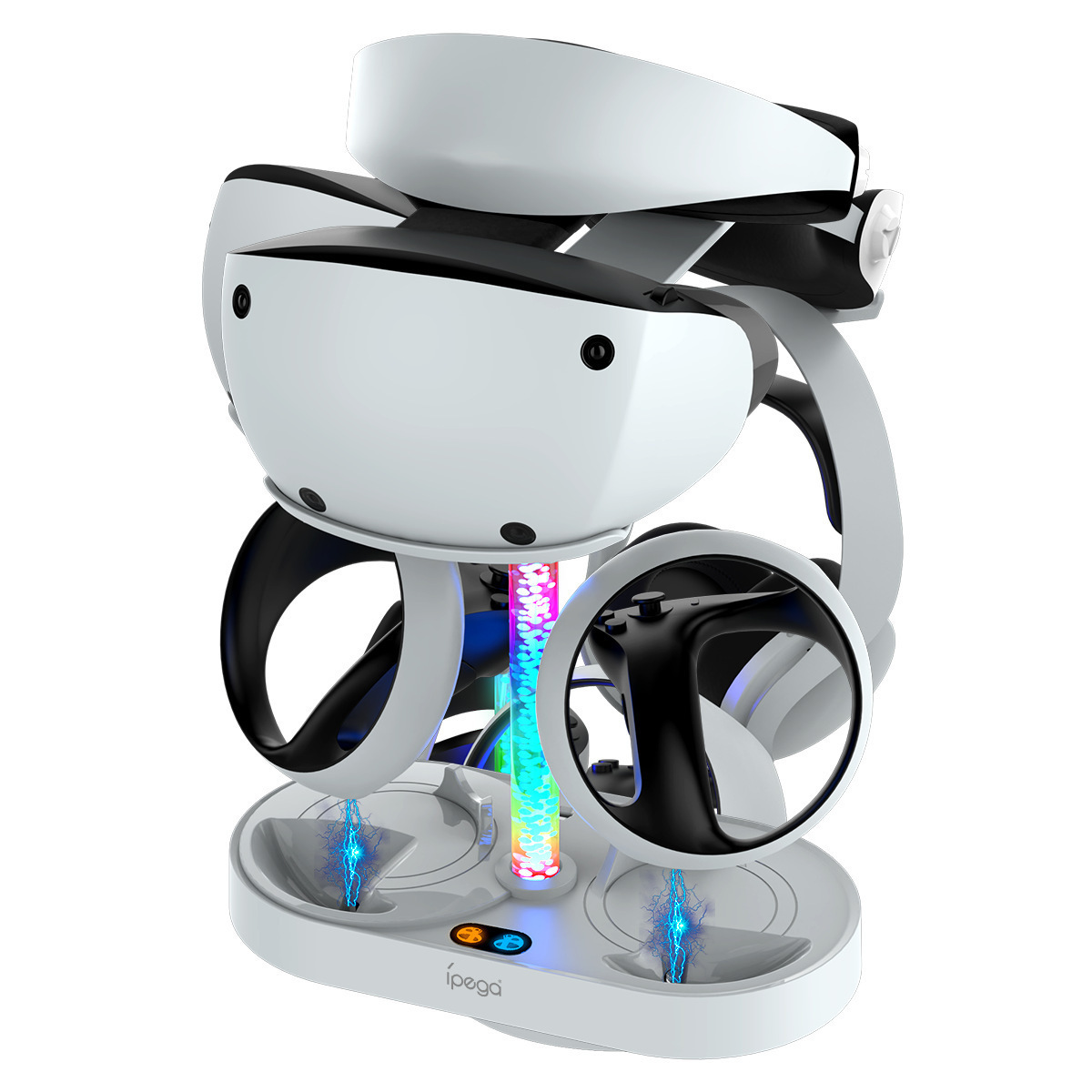 PS5 VR2 Controller Charging Stand Vertical Base With PSVR Headset Storage RGB Led Light Charger Station