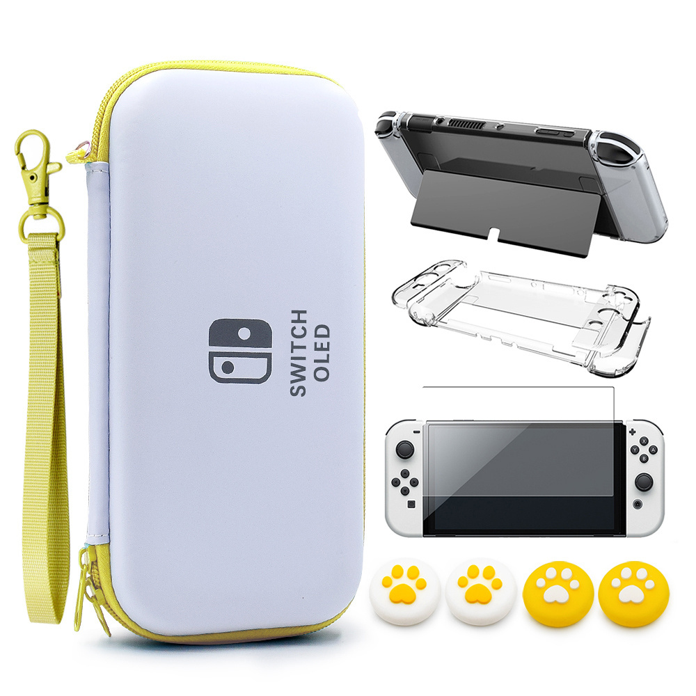 For Nintendo New Switch Oled Accessories  Video Game Player Cases Carrying Case Handheld Storage Bag 7 IN 1 Bundle