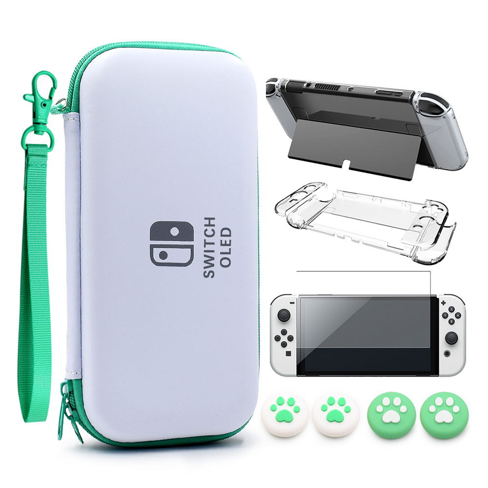 For Nintendo New Switch Oled Accessories  Video Game Player Cases Carrying Case Handheld Storage Bag 7 IN 1 Bundle