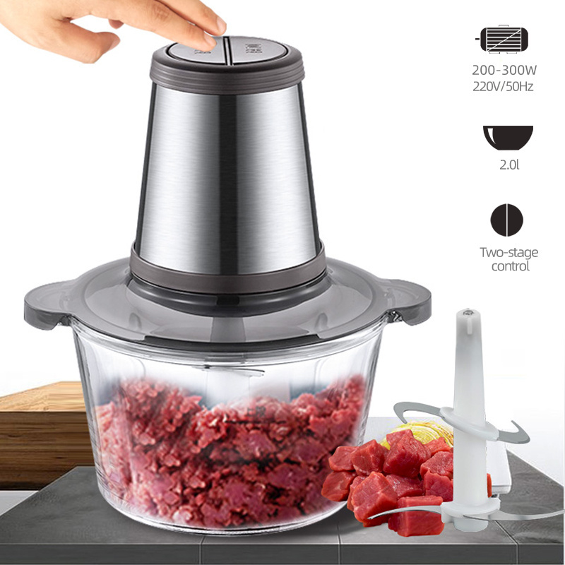 2L Stainless Steel Small Vegetable Mixer 300W Multi-function Mini Electric Meat Chopper meat grinder