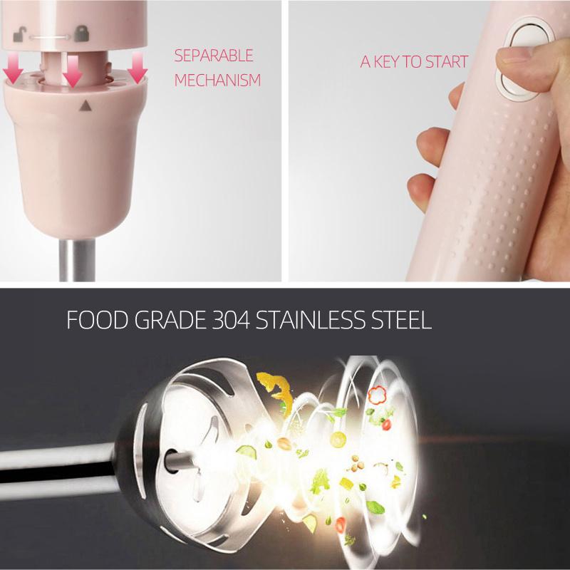 Logo Customized Mobile Electric Immersion Multi-Purpose Hand Blender With 500ml Cup Meat Mixer