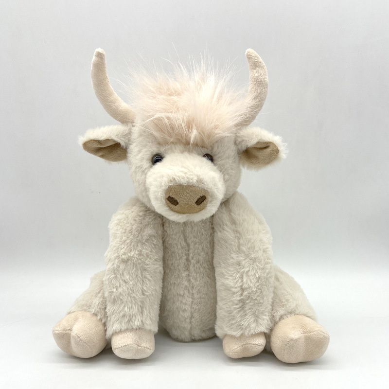 Simulated joints with movable Highland Cow plush doll, long-haired yak plush doll, cow plush toy