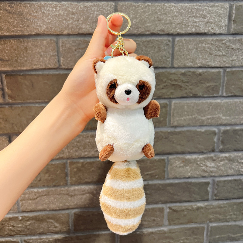 Boys And Girls Bag Accessories Doll Machine Doll  Birthday Gift Plush Toy Raccoon Plush Pendant Soft Key Chain