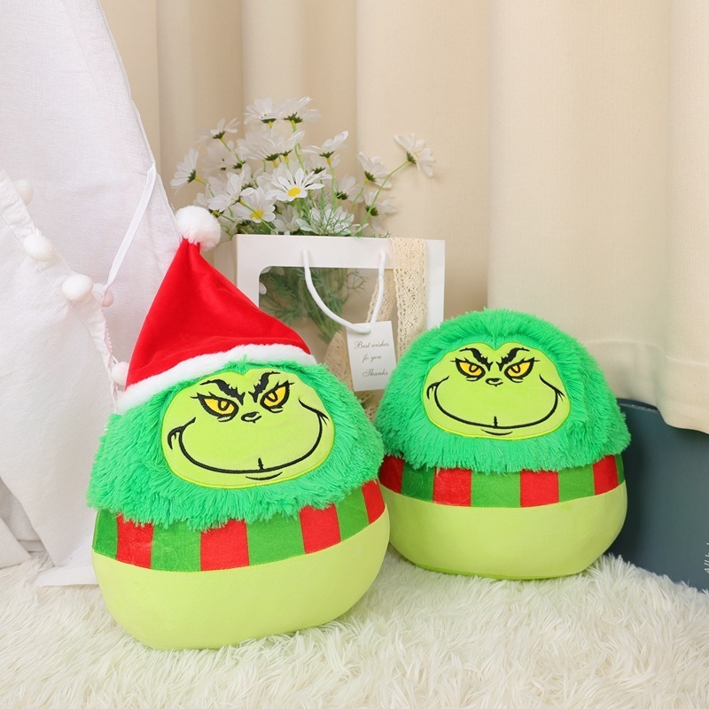 New soft Christmas gift Grinch pillow Thee Grinche  green fur monster Grinch plush toy doll