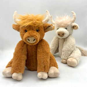 Simulated joints with movable Highland Cow plush doll, long-haired yak plush doll, cow plush toy