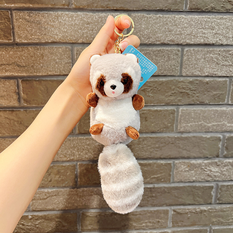 Boys And Girls Bag Accessories Doll Machine Doll  Birthday Gift Plush Toy Raccoon Plush Pendant Soft Key Chain