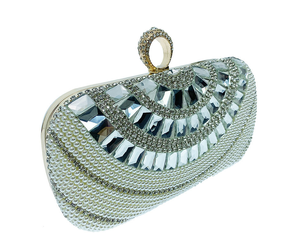 High quality China manufacture Beaded clutch purse Crystal with pearl beaded evening bag women dinner bag with chain strap