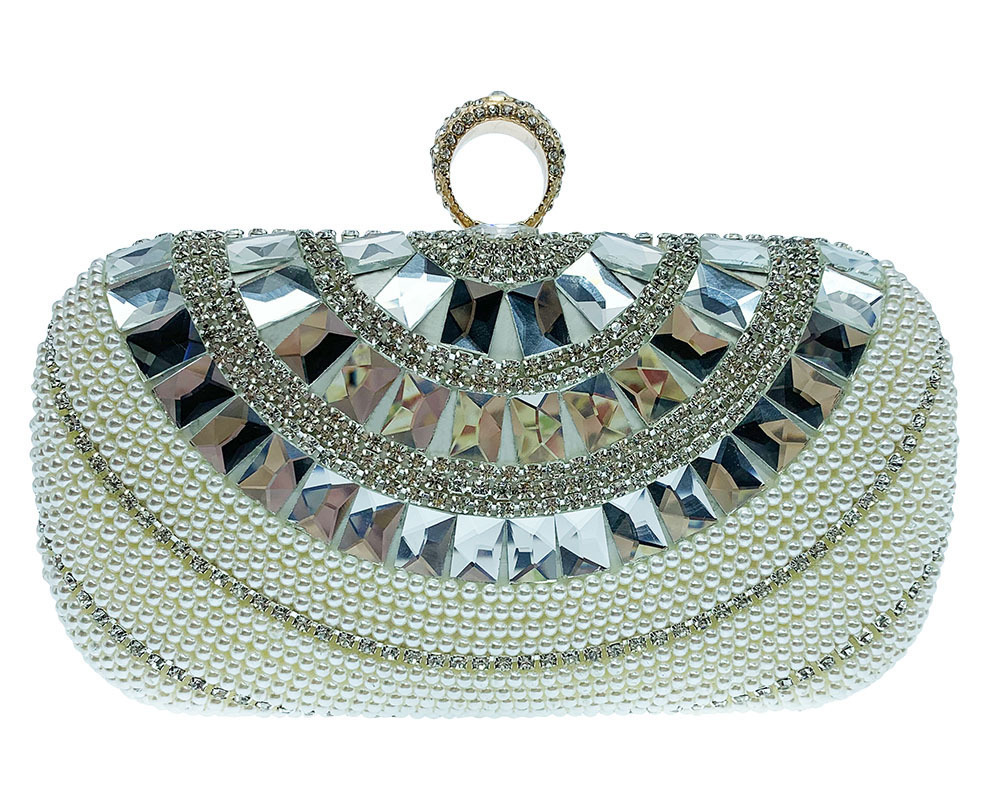 High quality China manufacture Beaded clutch purse Crystal with pearl beaded evening bag women dinner bag with chain strap