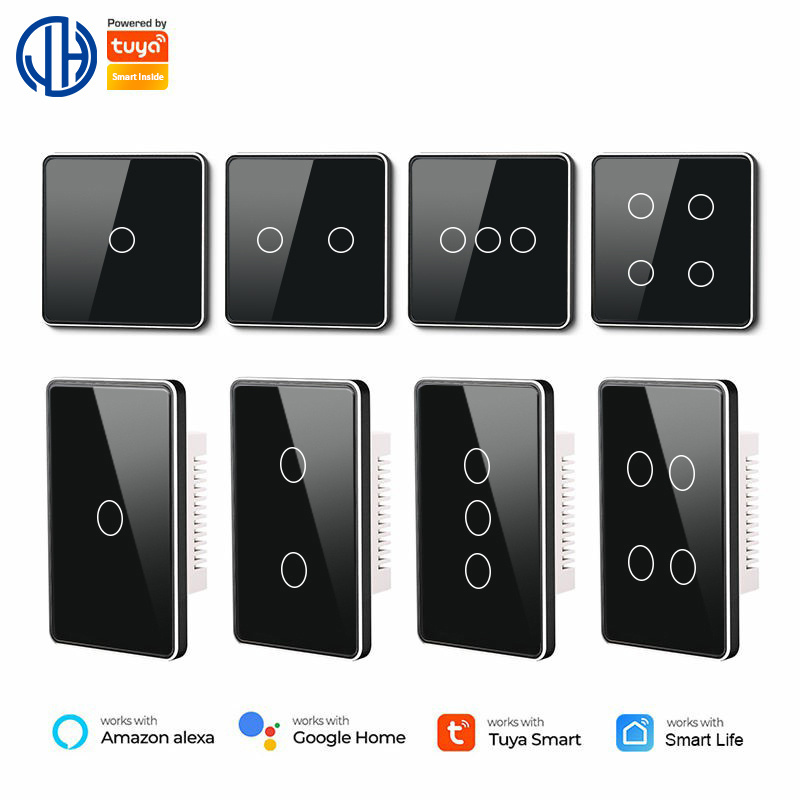 Zigbee Tempered Glass Smart Home Touch Light Switch 1/2/3/4 Gang Tuya App Remote Control Wall Switch Work With Google Alexa