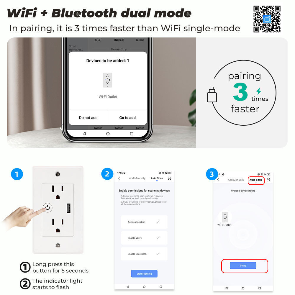 Tuya Smart Wall Socket US Standard Pop Up Socket Electrical Wall Socket Switch