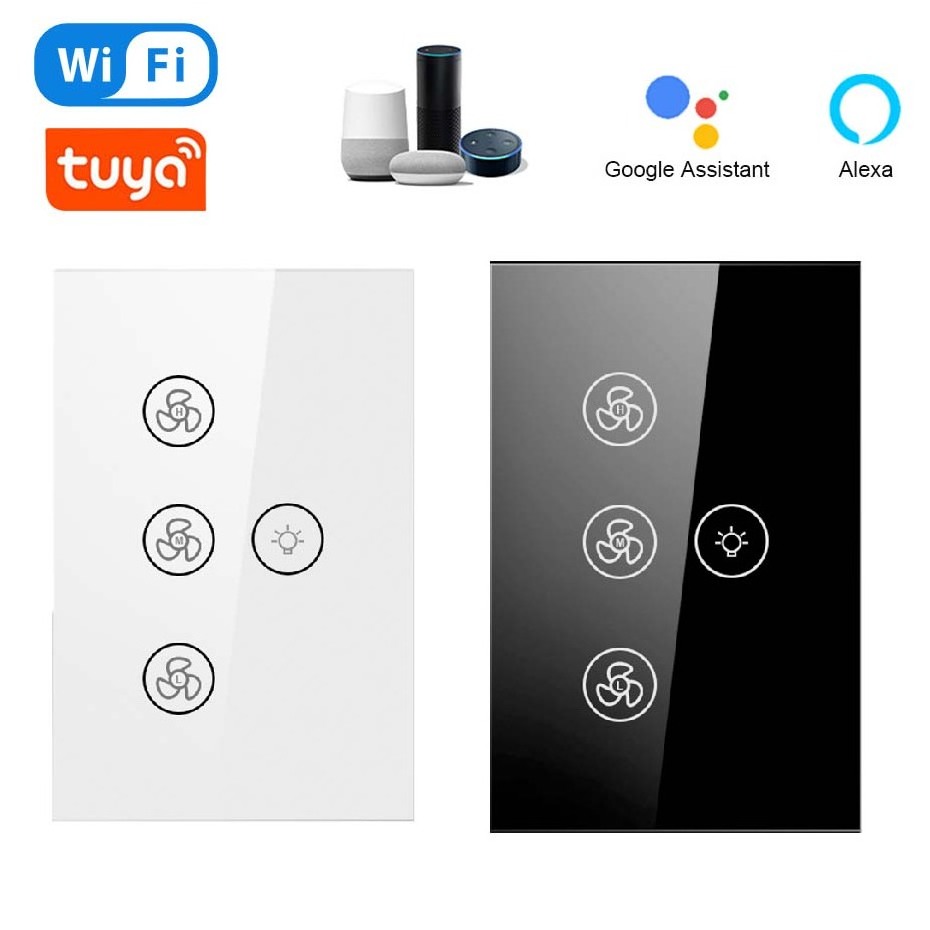 TSmart Life Tuya APP Remote Control Works Wifi Smart Wall Touch Light Fan Light switch