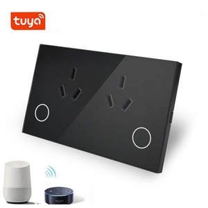 Tuya WiFi Smart Power Socket Glass Panel Smart Home Phone Remote Control Socket Switch