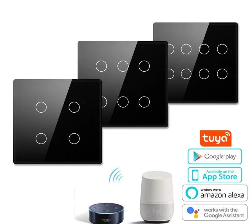 Tuya WiFi Smart Touch Switch 124 Specification Glass Panel Switch Timing On-Off Voice Control With Alexa Google