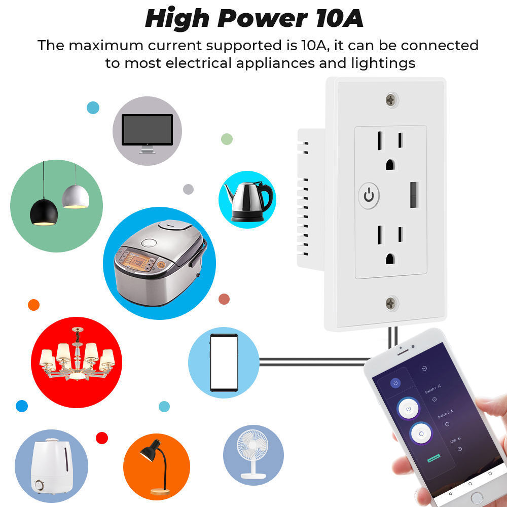 Tuya Smart Wall Socket US Standard Pop Up Socket Electrical Wall Socket Switch