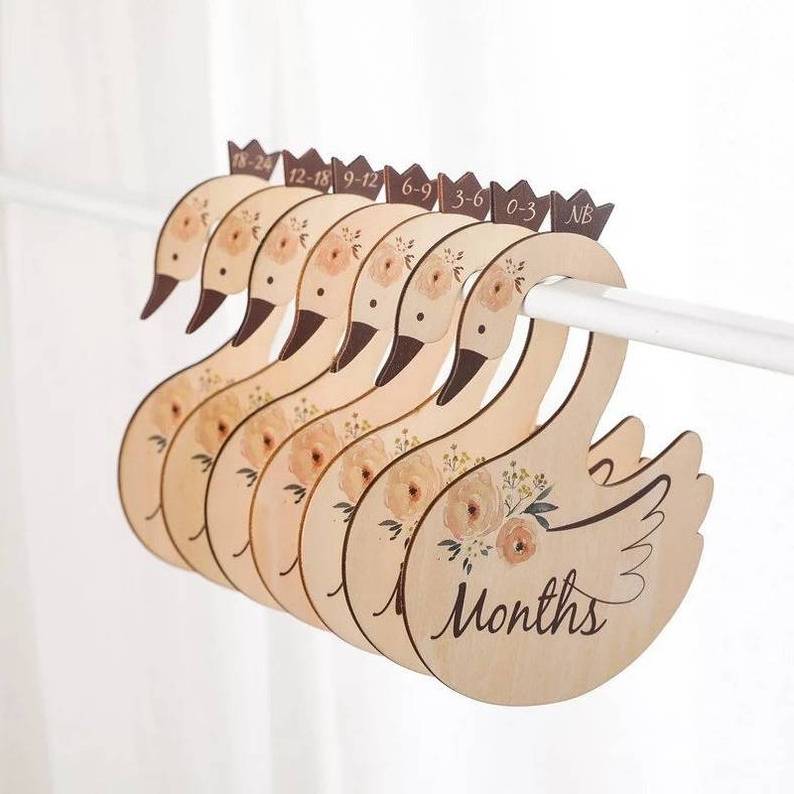 Customized Wooden Sign Baby Closet Size Newborn Gift Hanger Nursery Clothes Organizers  Baby Closet Wardrobe Dividers