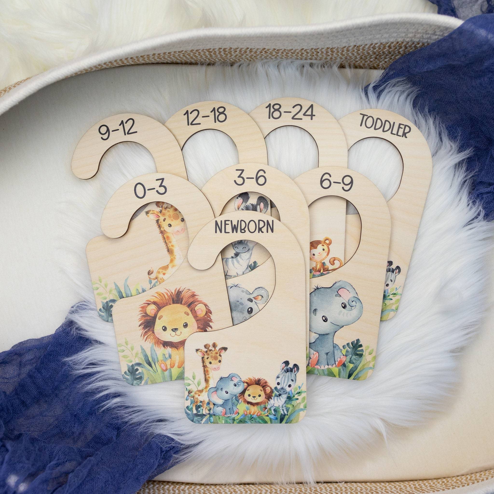 Custom Woodland animal Baby Closet Size Hanger Nursery Clothes Organizers daily necessities Baby Closet wooden Wardrobe Dividers