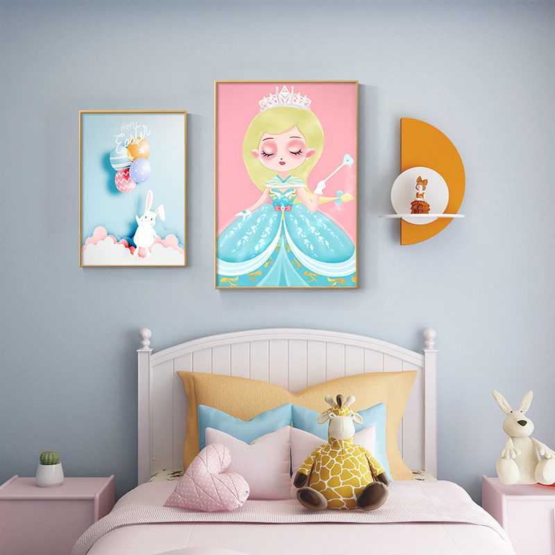 Children's Room Decorative Painting Pink Girl Bedroom Decorative Painting Modern Minimalist Boy Bedsid Cartoon  Hanging Pictures