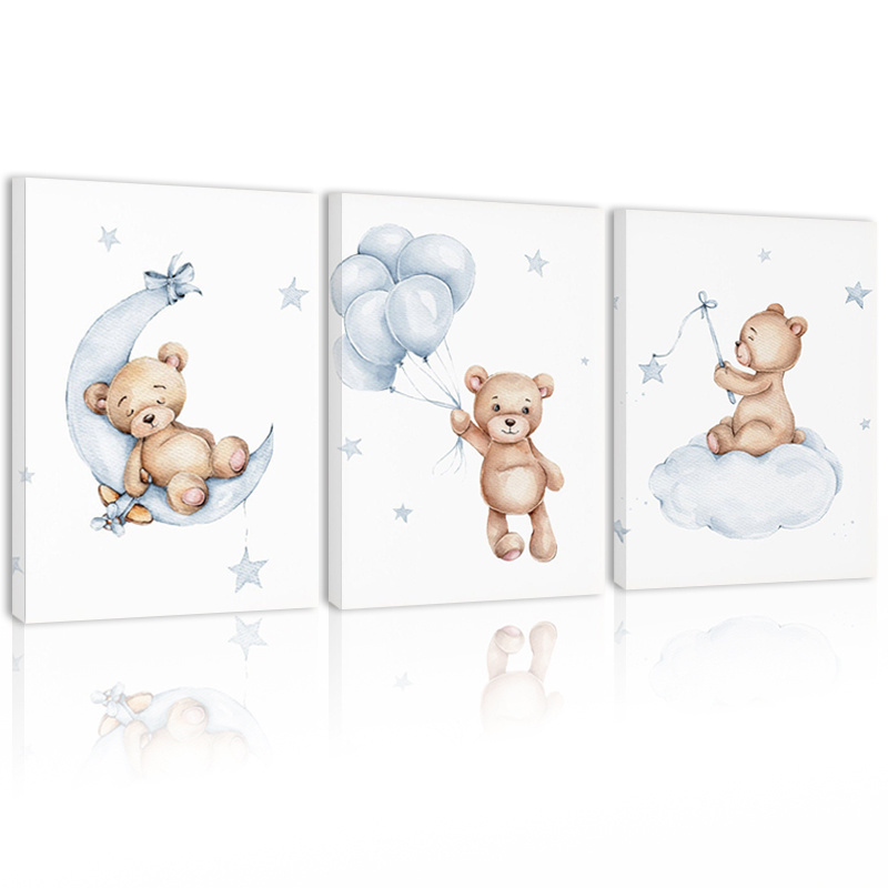 Cartoon Baby Bear Nursery Minimalist kid Canvas Prints Artwork Wall Painting Canvas Wall Art Prints Baby children Bedroom