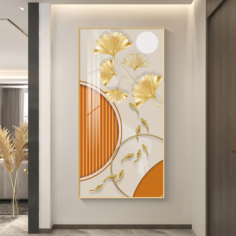 Factory Price Luxury Frame Hotel Lobby Decoration Golden Leaves Home Decorative Accessories Wall Painting