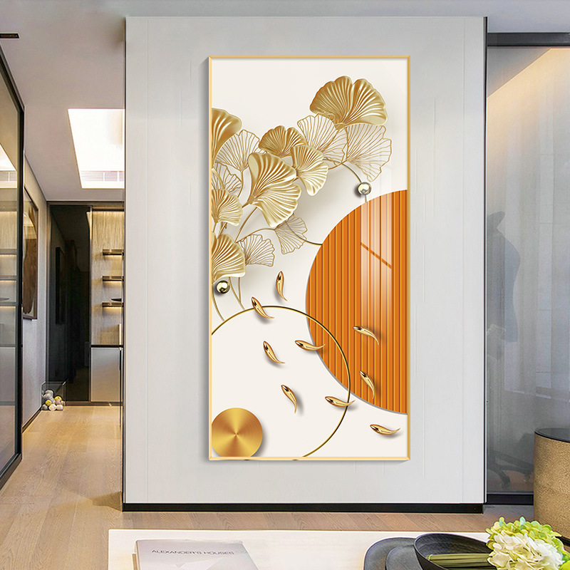 Factory Price Luxury Frame Hotel Lobby Decoration Golden Leaves Home Decorative Accessories Wall Painting