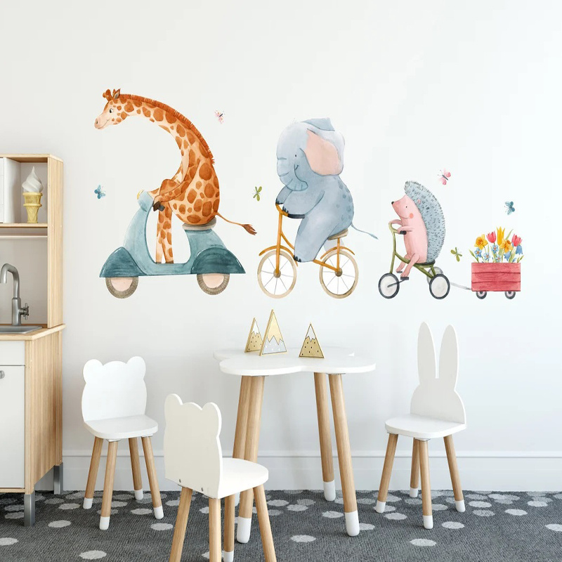 Custom Coloful Waterproof Removable PVC Stickers Forest Animals Kids Room Wall Art Playroom Nursery Wall Stickers For Kids Room