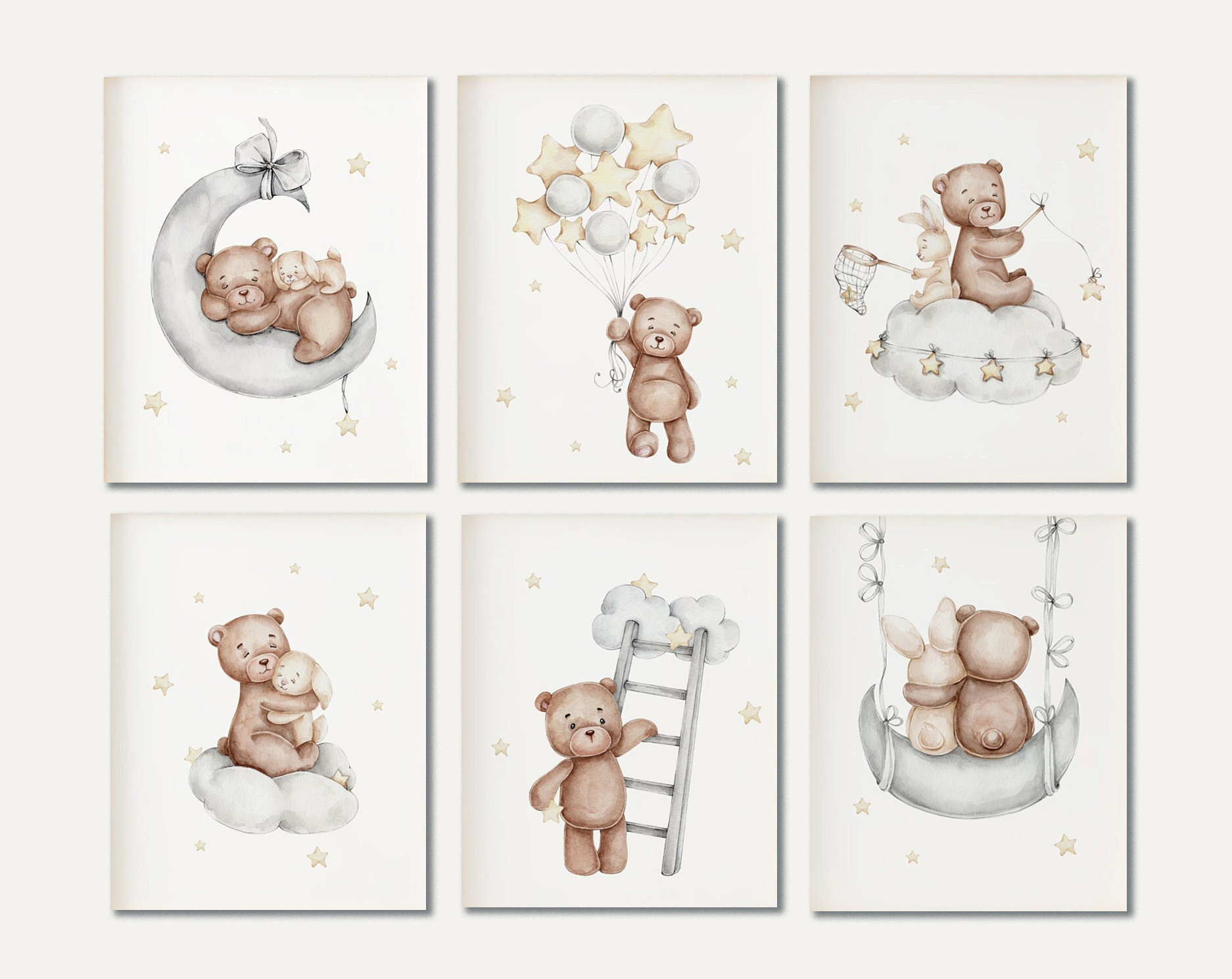 Cartoon Baby Bear Nursery Minimalist kid Canvas Prints Artwork Wall Painting Canvas Wall Art Prints Baby children Bedroom