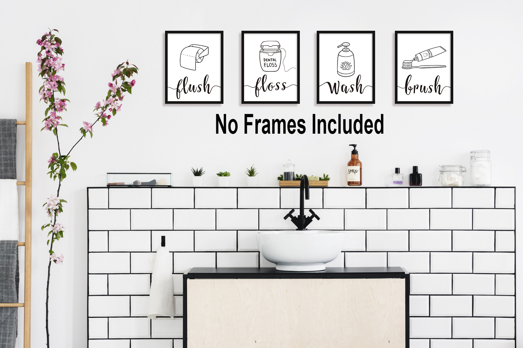 Bathroom Quote Art Print Canvas Painting Poster Modern Minimalist Lettering Wall Art For Washroom Bathroom Toilet Decor