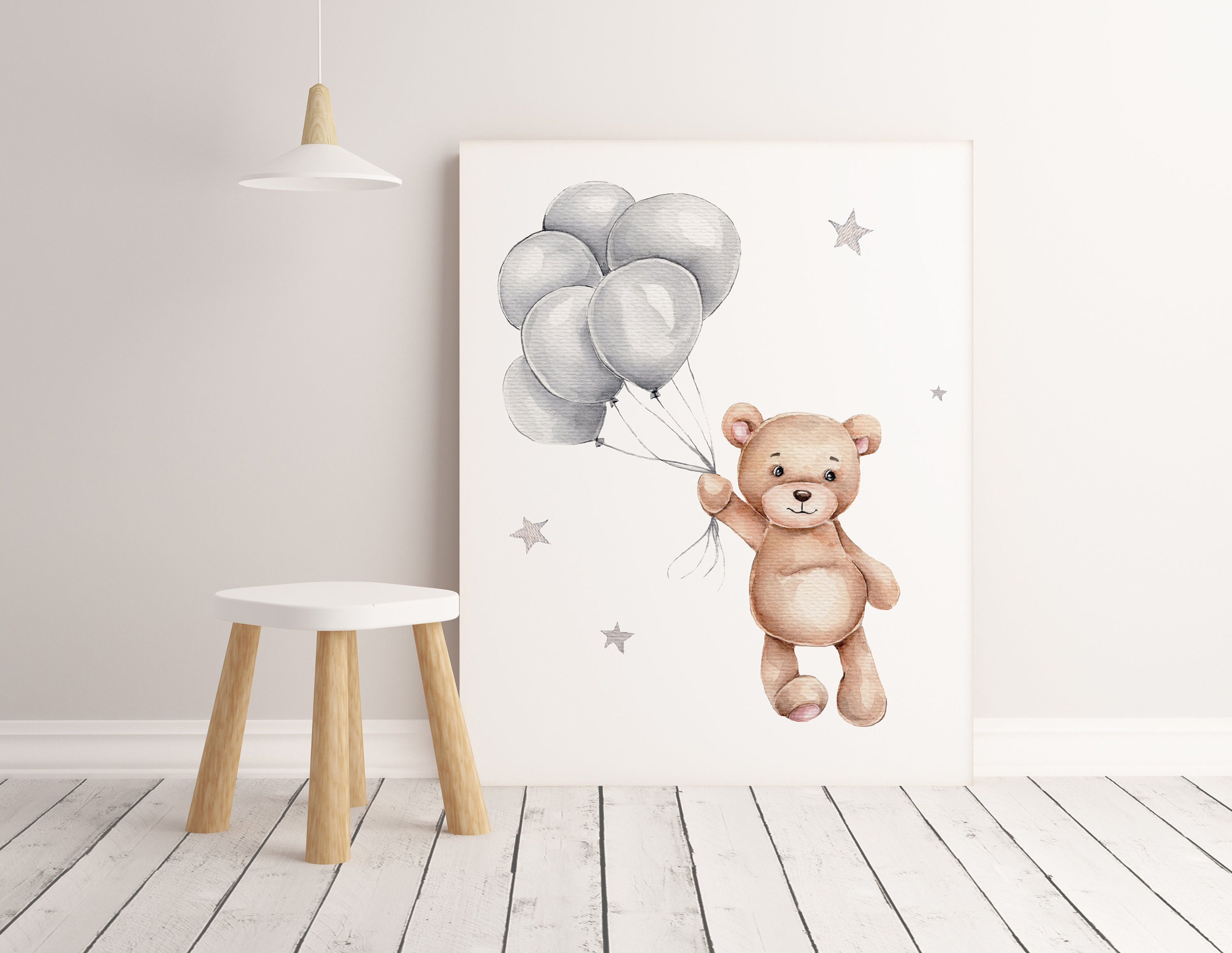 Cartoon Baby Bear Nursery Minimalist kid Canvas Prints Artwork Wall Painting Canvas Wall Art Prints Baby children Bedroom