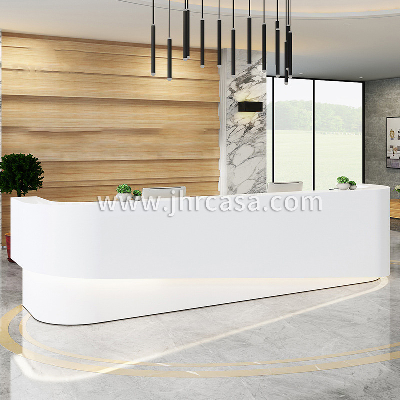 Hot Sell Customize White Led Office Beauty Salon Reception Desk Check Out Counter Reception Desk