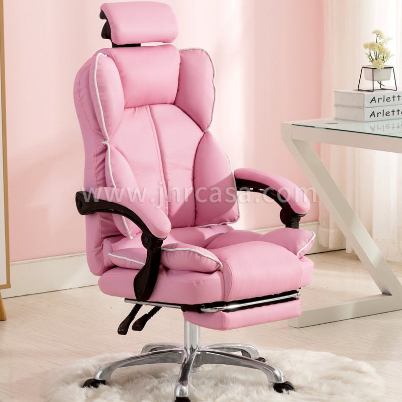 Modern Luxury White Leather Wheels Executive Office Computer Chair Ergonomic Gaming Chair