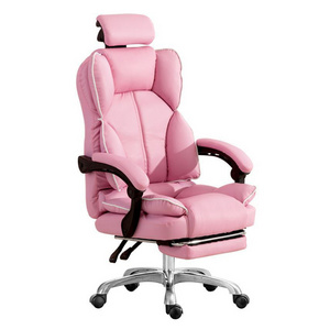 Modern Luxury White Leather Wheels Executive Office Computer Chair Ergonomic Gaming Chair