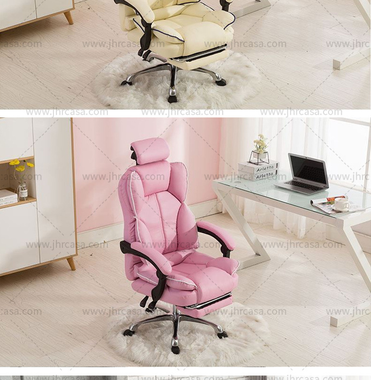 Modern Luxury White Leather Wheels Executive Office Computer Chair Ergonomic Gaming Chair