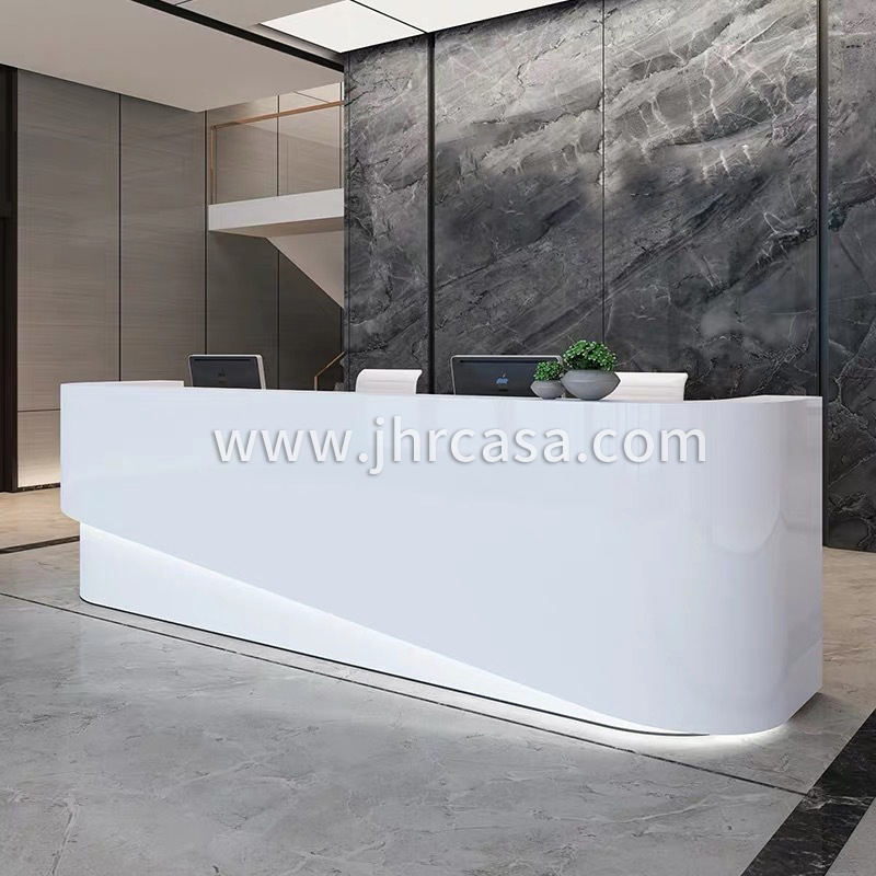 Hot Sell Customize White Led Office Beauty Salon Reception Desk Check Out Counter Reception Desk