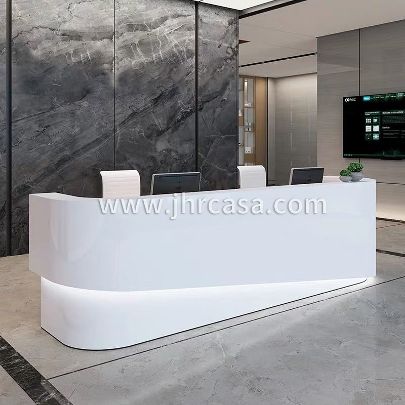 Hot Sell Customize White Led Office Beauty Salon Reception Desk Check Out Counter Reception Desk