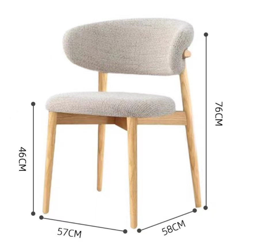 Nordic designer solid wood dining chair light luxury modern simple back chair for coffee shop leisure home cloth chair