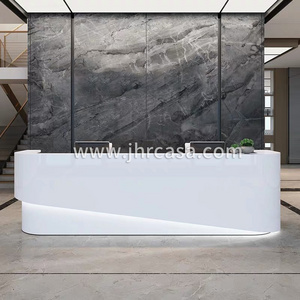 Hot Sell Customize White Led Office Beauty Salon Reception Desk Check Out Counter Reception Desk