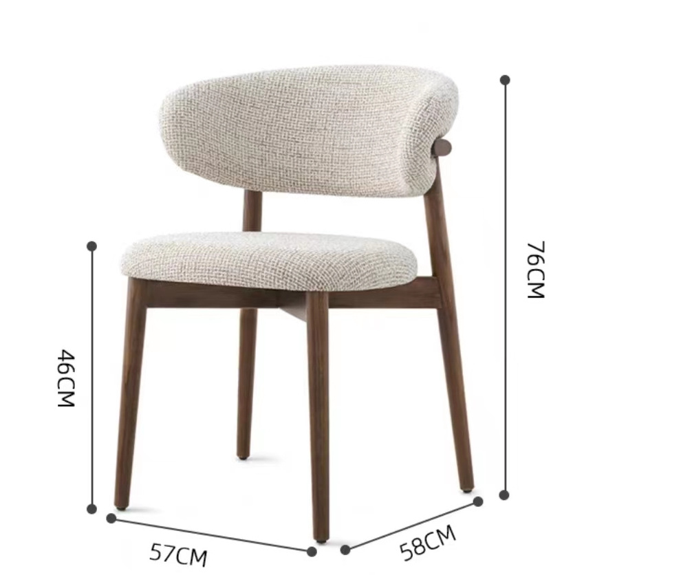 Nordic designer solid wood dining chair light luxury modern simple back chair for coffee shop leisure home cloth chair