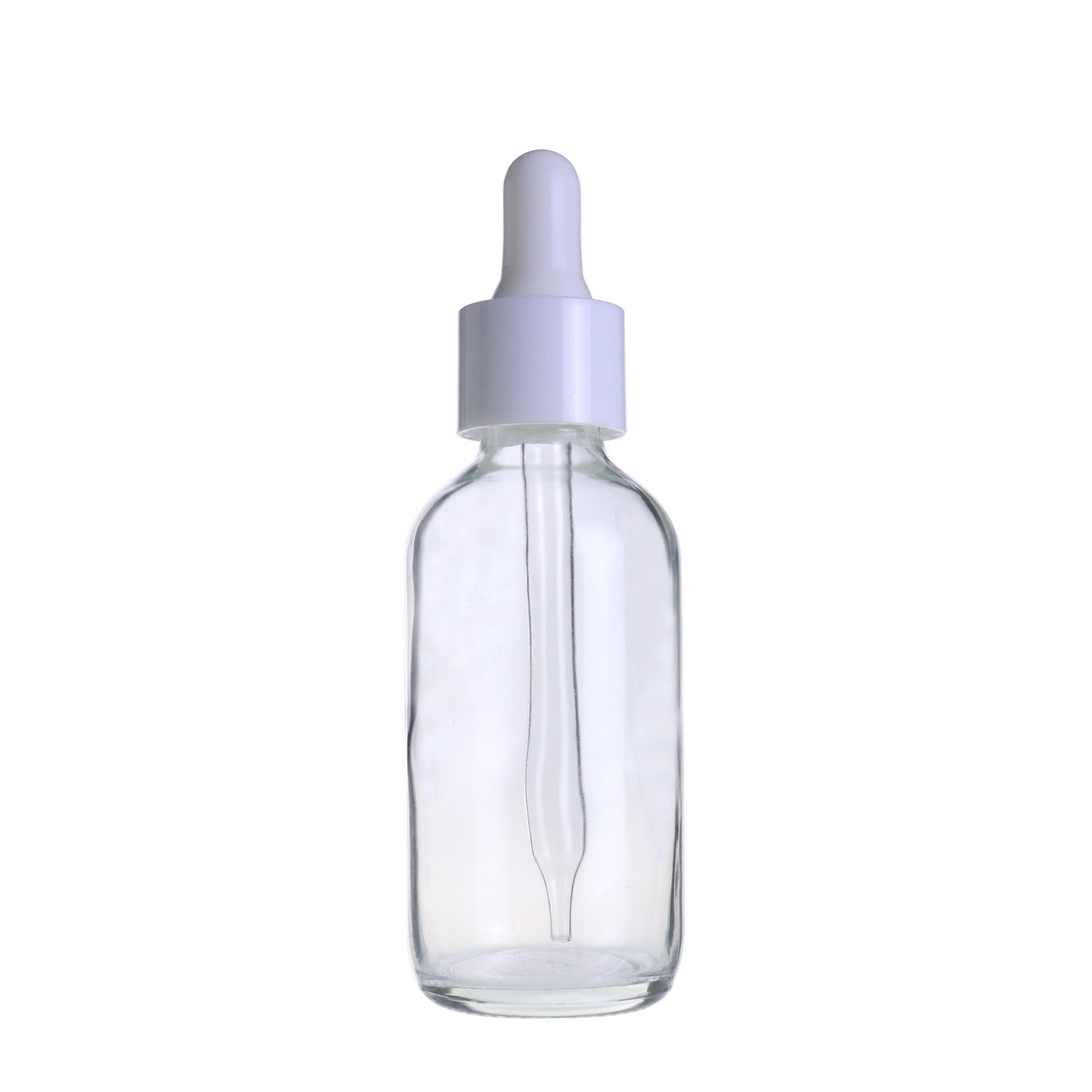 Essential hair Oil Packaging 100ml 60ml 1oz 4 oz Clear Amber Boston Round Glass eye Dropper Bottle With White color Pipette Cap