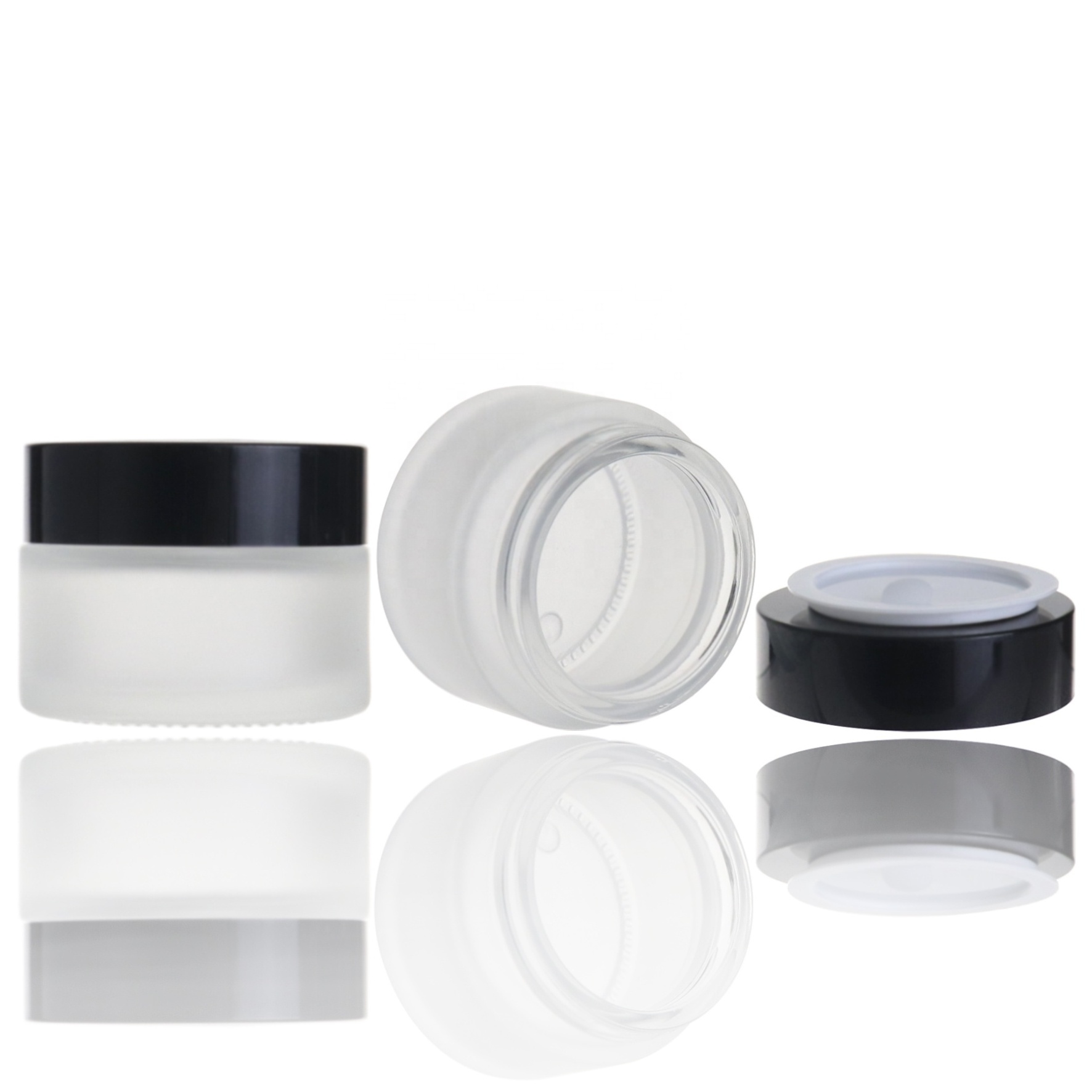 Free samples cosmetic packaging round 30g 1 oz frosted cream glass jar