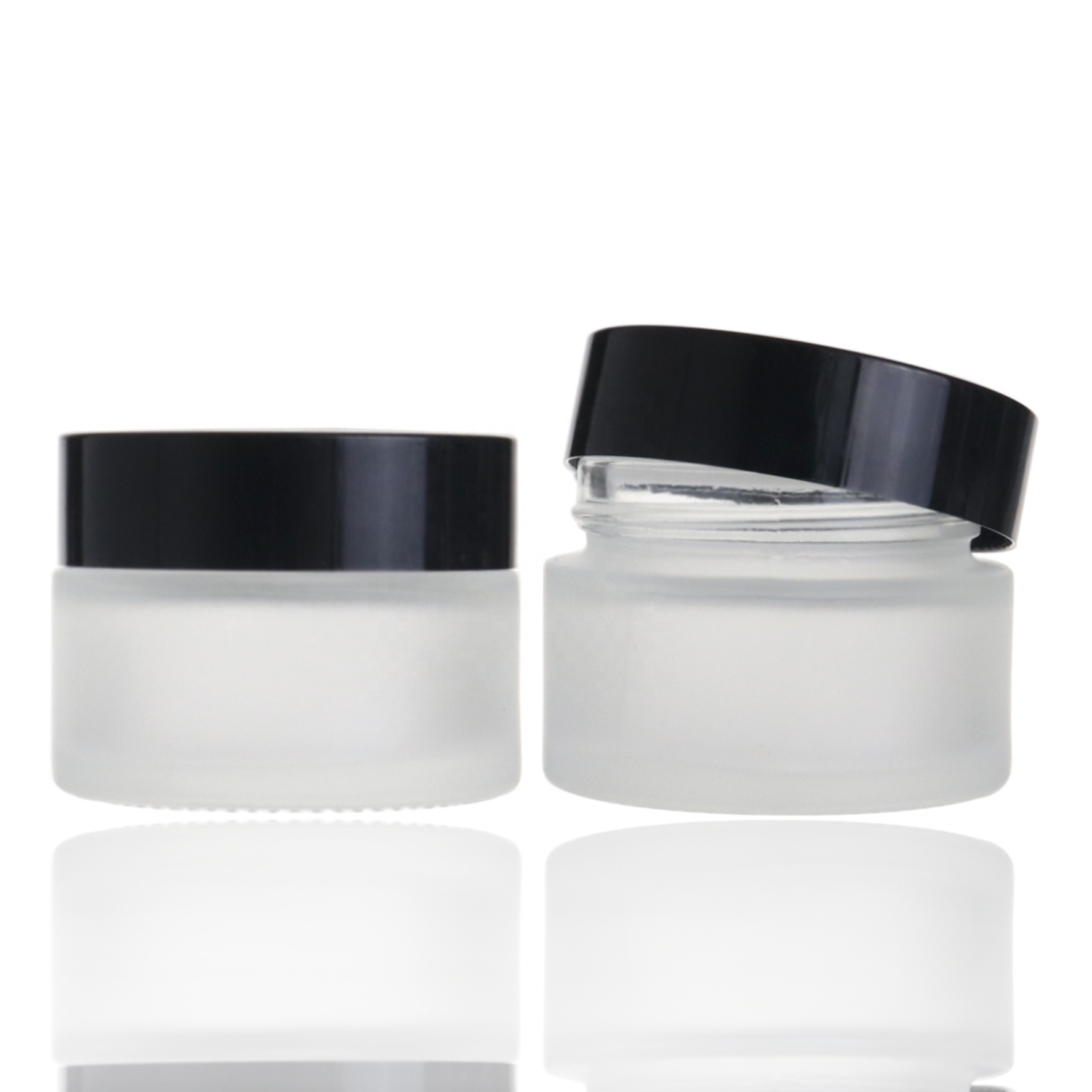 Free samples cosmetic packaging round 30g 1 oz frosted cream glass jar