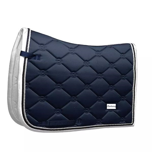 Custom Satin Fabric English Dressage Saddle Pad Blue Horse Riding Equipment Equine Equestrian Products