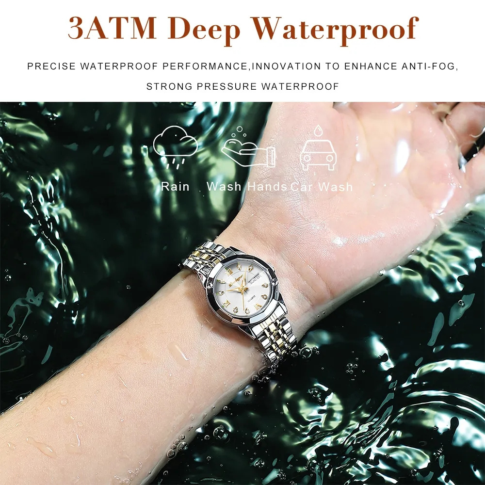 POEDAGAR 3076 Dress Ladies Fashion Stainless Steel Luminous Waterproof Date Woman Watches Calendar Luxury Female Watches